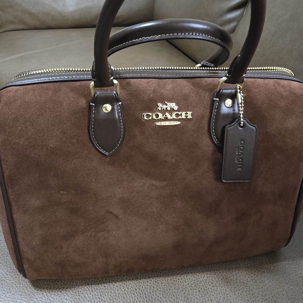 Large Coach Rowan In Suede - Picture 2 of 6